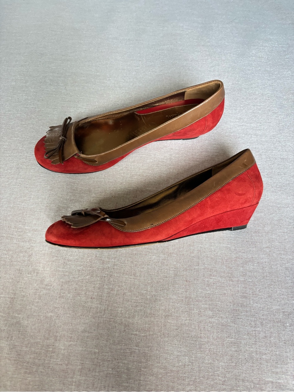 Cole Haan + Nike collab vintage suede red school girl academia wedge loafers siz